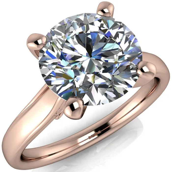 Daphne Round Center Stone 4 Prong Scrolls Bezel Accent Diamond Engagement Ring Fire Brilliance Rings