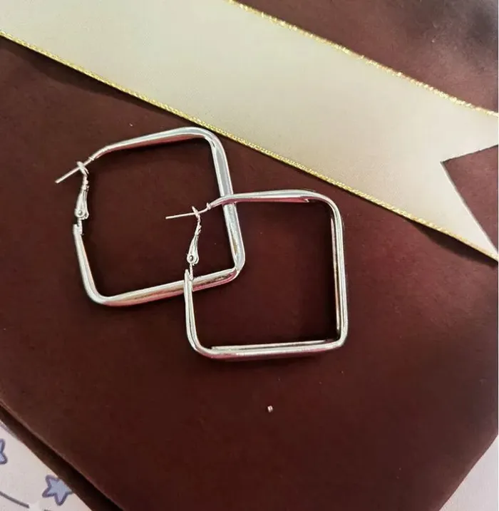 Earrings 01 AZ1432 Silver Color Square Earrings