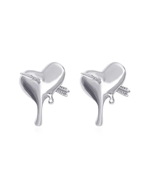 Earrings 02 E1748 Silver Melting Heart Earrings
