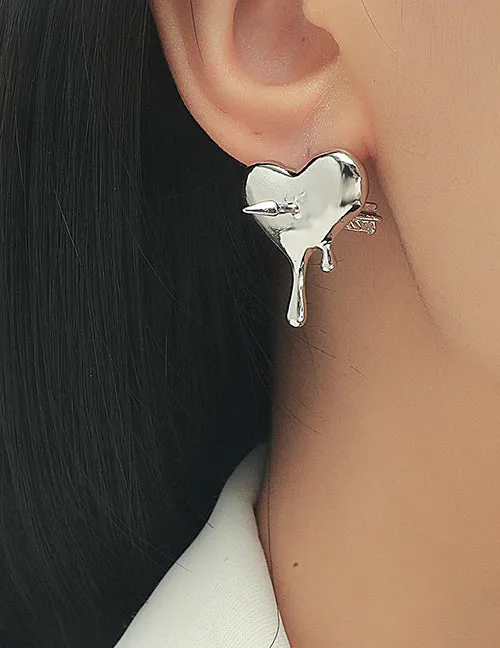 Earrings 02 E1748 Silver Melting Heart Earrings