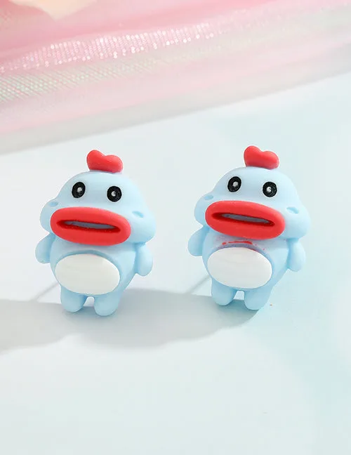 Earrings 02 L287 Cute Light Blue Creature Earrings