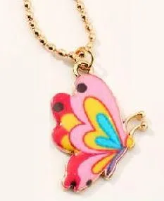 Earrings 02 L407 Gold Pink Butterfly Necklace FREE EARRINGS
