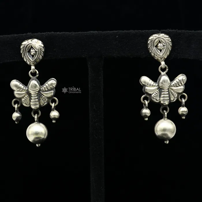Earrings 925 sterling silver handmade fabulous light weight Stud dangler earring butterfly design excellent ethnic tribal functional Earrings s1246 TRIBAL ORNAMENTS Earrings 925 sterling silver handmade fabulous light weight Stud dangler earring butterfly design excellent ethnic tribal functional Earrings s1246 TRIBAL ORNAMENTS