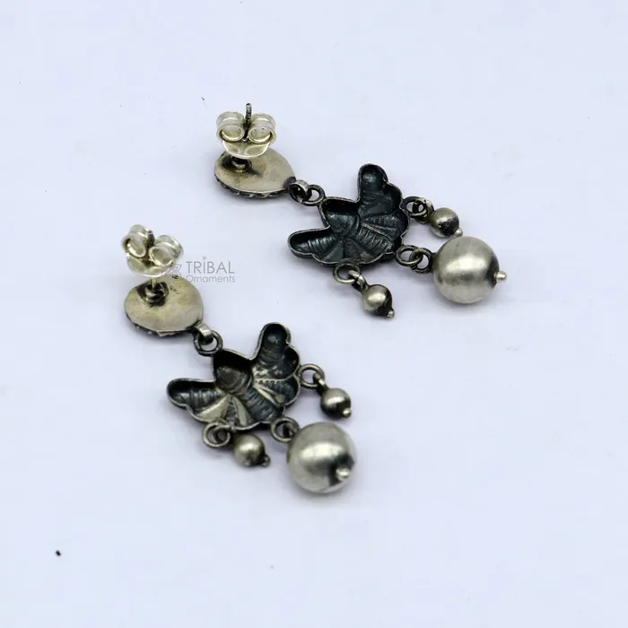 Earrings 925 sterling silver handmade fabulous light weight Stud dangler earring butterfly design excellent ethnic tribal functional Earrings s1246 TRIBAL ORNAMENTS