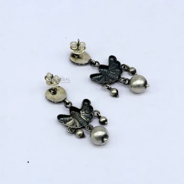 Earrings 925 sterling silver handmade fabulous light weight Stud dangler earring butterfly design excellent ethnic tribal functional Earrings s1246 TRIBAL ORNAMENTS
