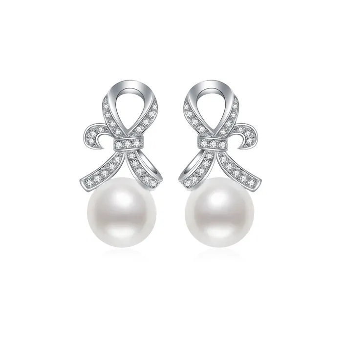 Earrings Freshwater Pearl Earrings WE00259 RIBBON Pearly Lustre