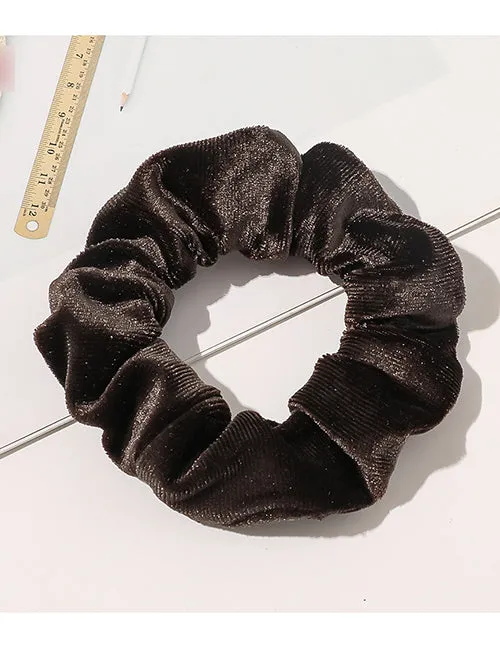 Earrings H725 Brown Velvet Hair Scrunchie 02