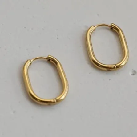 Earrings Jewelvers 18K GoldFilled Oval Link Hoop Earrings Earrings Jewelvers 18K GoldFilled Oval Link Hoop Earrings