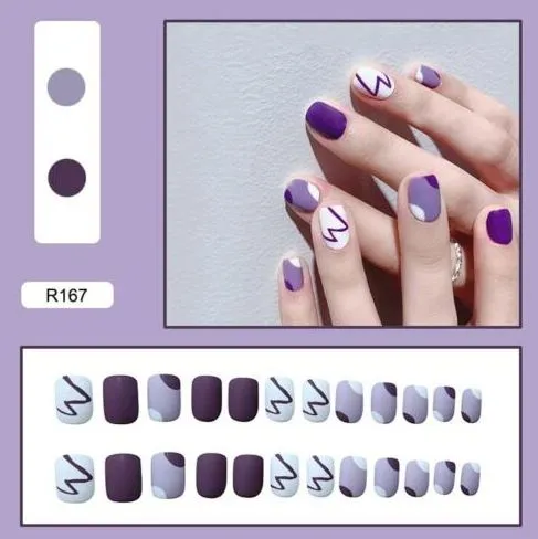 Earrings NS11 Short Square Press On Nails 24 Pieces R167 Polly