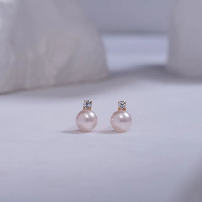 Earrings Pearly Lustre 18K Gold Hanadama Akoya Pearl Earrings KE00108