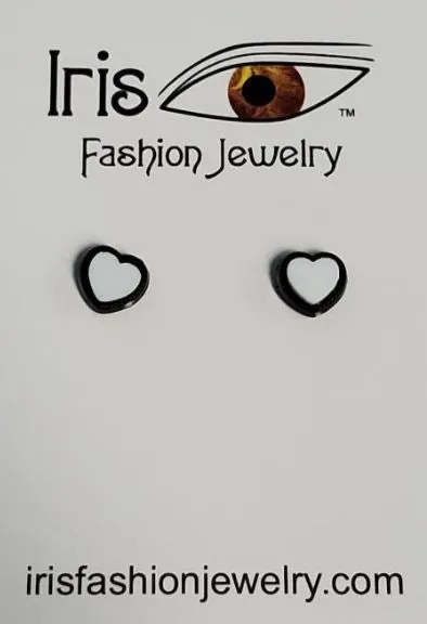 Earrings POLLY E1105 Black White Heart Magnetic Earrings