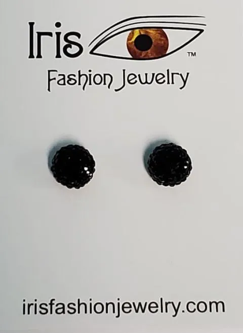 Earrings POLLY E925 Black Gemstone Covered Ball Magnetic Earrings