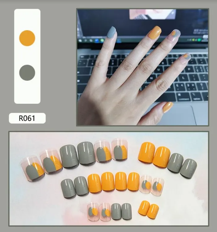 Earrings Polly NS188 Short Press On Nails 24 Pieces R61