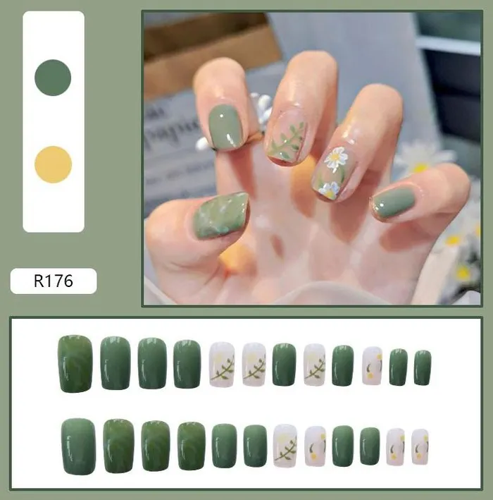 Earrings Polly NS314 Long Square Press On Nails 24 Pieces R176