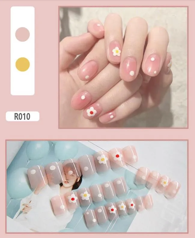 Earrings Polly NS574 Short Square Press On Nails 24 Pieces R010