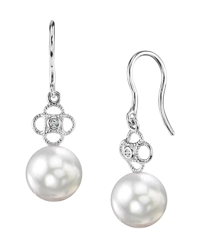 Earrings spt White South Sea Pearl Diamond Gentry Dangle Earrings