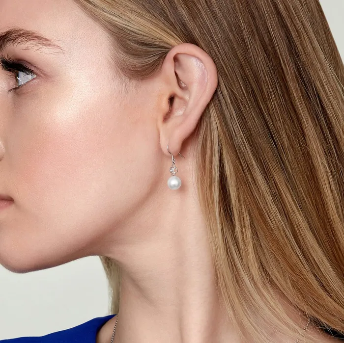 Earrings spt White South Sea Pearl Diamond Gentry Dangle Earrings
