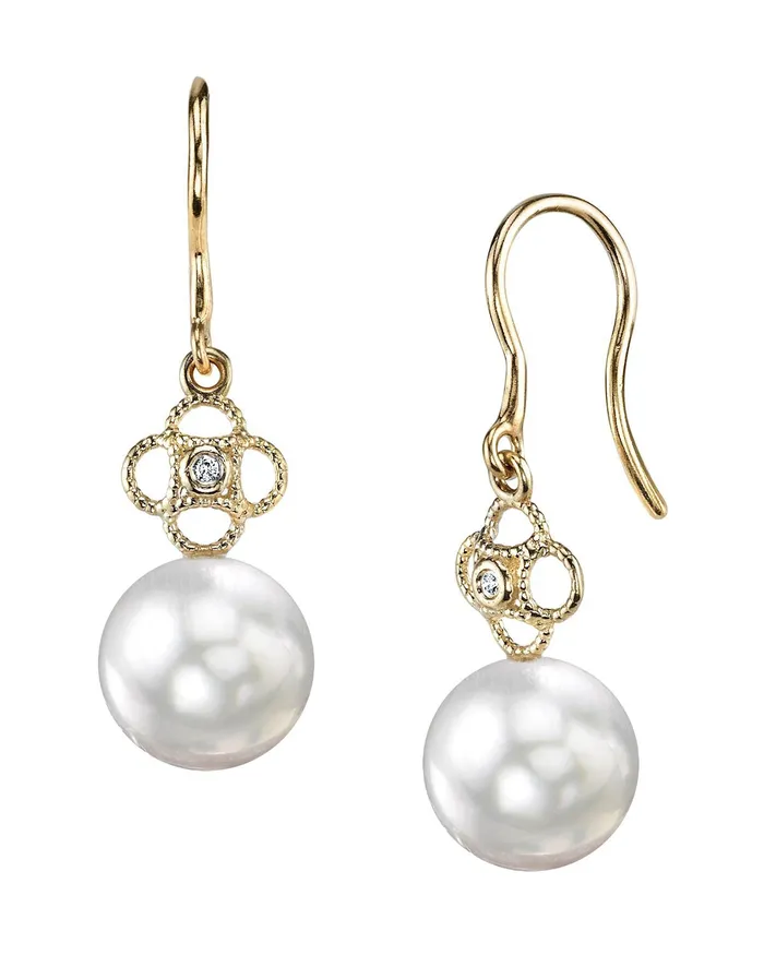 Earrings spt White South Sea Pearl Diamond Gentry Dangle Earrings