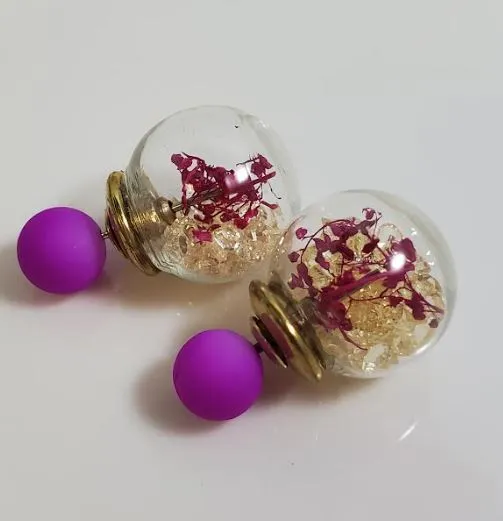 Earrings Susan AZ562 Purple Vine Gem Filled Ball Earrings