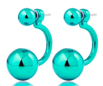 Earrings Susan E452 Fashion Blue Behind The Ear Double Ball Earrings