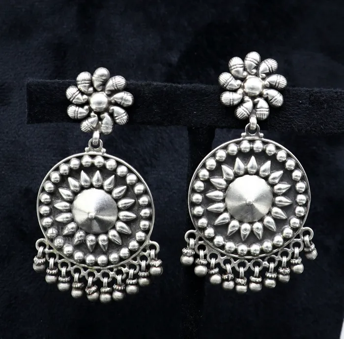Earrings TRIBAL ORNAMENTS 925 sterling silver handmade vintage design shape light weight stud earring attractive gifting jewelry tribal earring drop dangle EAR1089 Earrings TRIBAL ORNAMENTS 925 sterling silver handmade vintage design shape light weight stud earring attractive gifting jewelry tribal earring drop dangle EAR1089