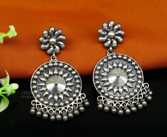Earrings TRIBAL ORNAMENTS 925 sterling silver handmade vintage design shape light weight stud earring attractive gifting jewelry tribal earring drop dangle EAR1089