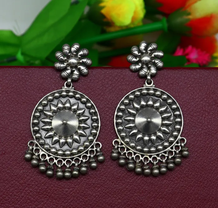 Earrings TRIBAL ORNAMENTS 925 sterling silver handmade vintage design shape light weight stud earring attractive gifting jewelry tribal earring drop dangle EAR1089
