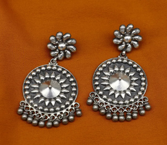 Earrings TRIBAL ORNAMENTS 925 sterling silver handmade vintage design shape light weight stud earring attractive gifting jewelry tribal earring drop dangle EAR1089
