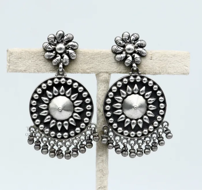 Earrings TRIBAL ORNAMENTS 925 sterling silver handmade vintage design shape light weight stud earring attractive gifting jewelry tribal earring drop dangle EAR1089