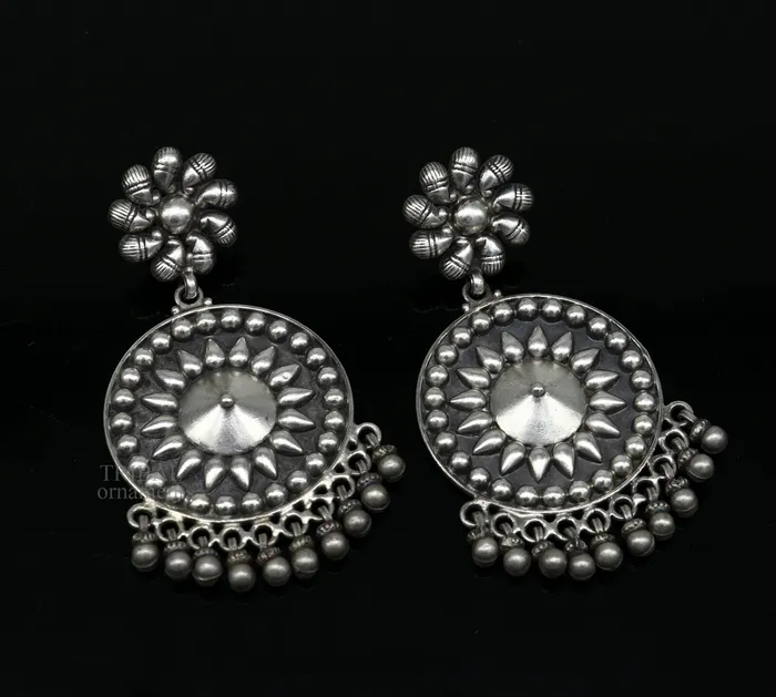 Earrings TRIBAL ORNAMENTS 925 sterling silver handmade vintage design shape light weight stud earring attractive gifting jewelry tribal earring drop dangle EAR1089