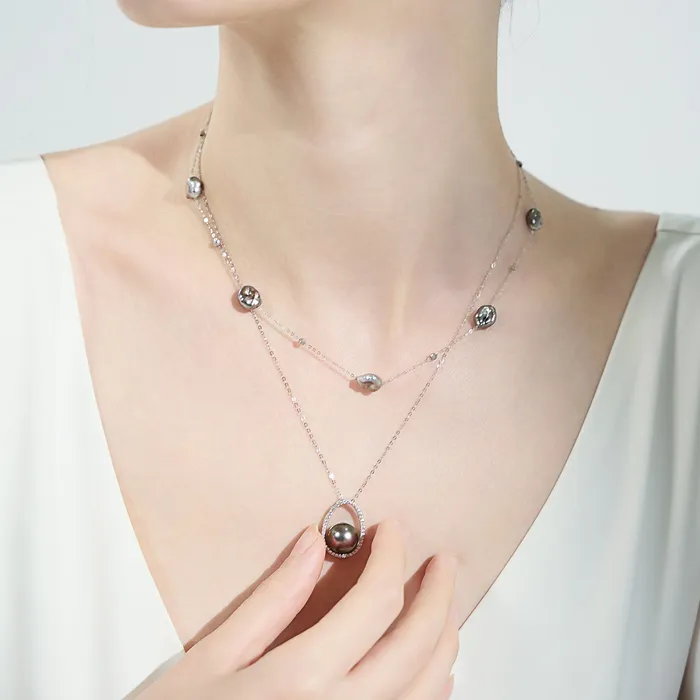 Elegant Tahitian Pearl Necklace WN00618 Pearly Lustre Necklaces