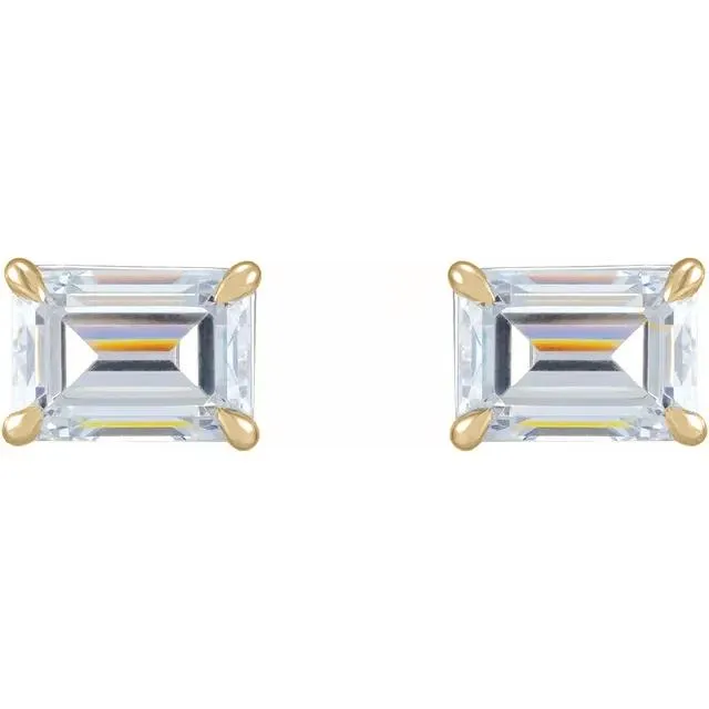 Emerald Center 4 Prong Earrings Charles Colvard Earrings
