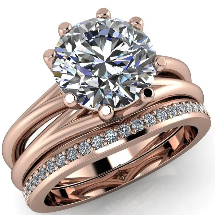 Emery Round Center Stone 8 Prong Split Shank Engagement Ring Fire Brilliance Rings Emery Round Center Stone 8 Prong Split Shank Engagement Ring Fire Brilliance Rings