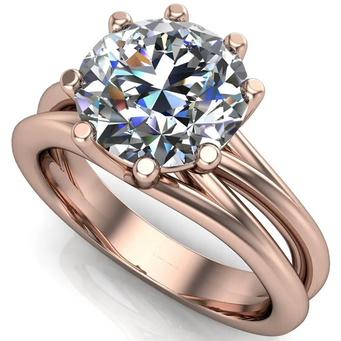 Emery Round Center Stone 8 Prong Split Shank Engagement Ring Fire Brilliance Rings