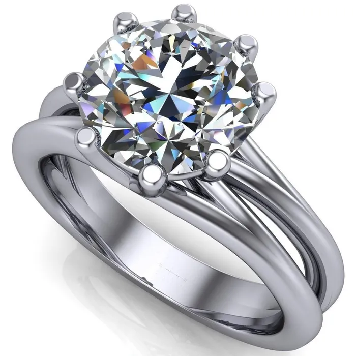 Emery Round Center Stone 8 Prong Split Shank Engagement Ring Fire Brilliance Rings