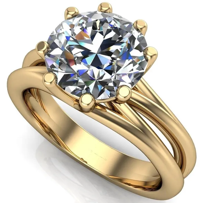 Emery Round Center Stone 8 Prong Split Shank Engagement Ring Fire Brilliance Rings