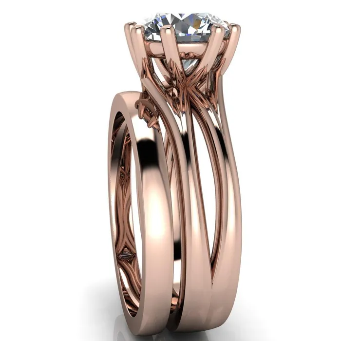 Emery Round Center Stone 8 Prong Split Shank Engagement Ring Fire Brilliance Rings
