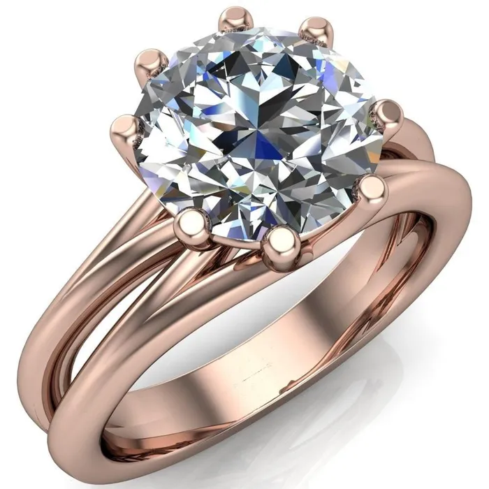 Emery Round Center Stone 8 Prong Split Shank Engagement Ring Fire Brilliance Rings