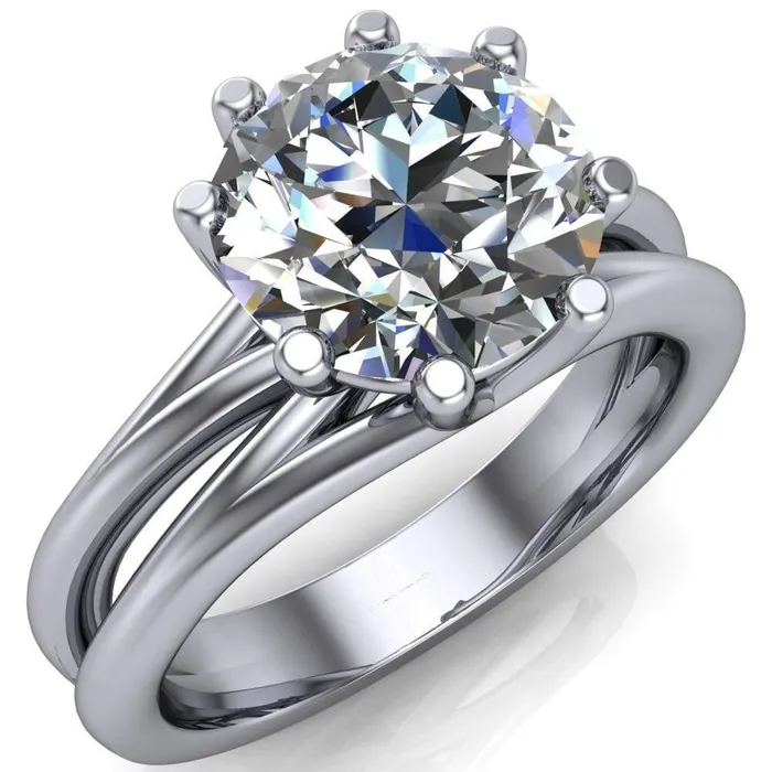 Emery Round Center Stone 8 Prong Split Shank Engagement Ring Fire Brilliance Rings