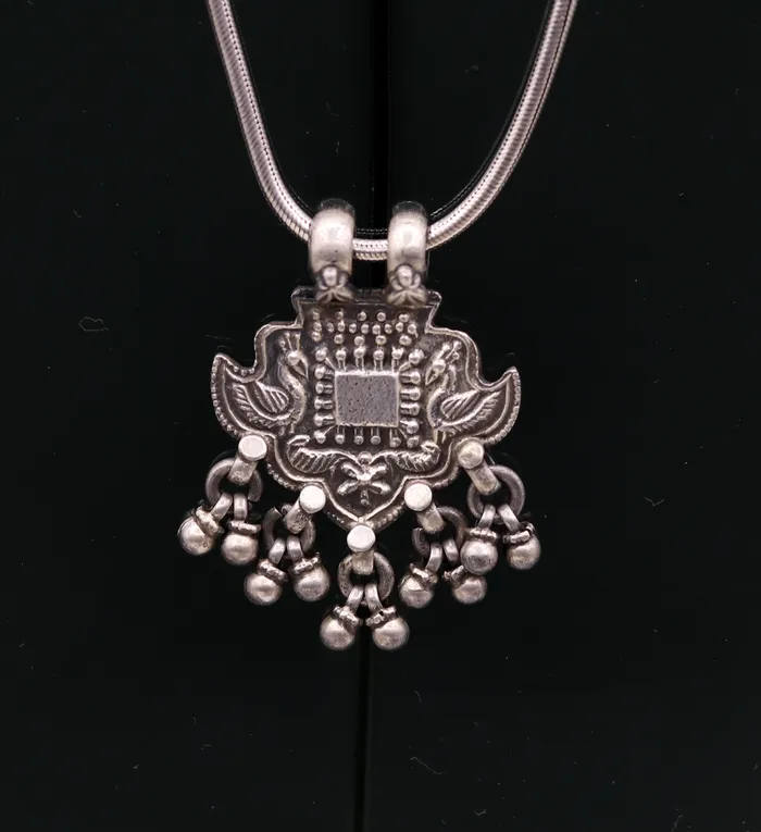 Excellent design 925 Sterling silver handmade gorgeous peacock pendant with hanging bells customized pretty pendant temple jewelry nsp171 TRIBAL ORNAMENTS Necklaces Excellent design 925 Sterling silver handmade gorgeous peacock pendant with hanging bells customized pretty pendant temple jewelry nsp171 TRIBAL ORNAMENTS Necklaces