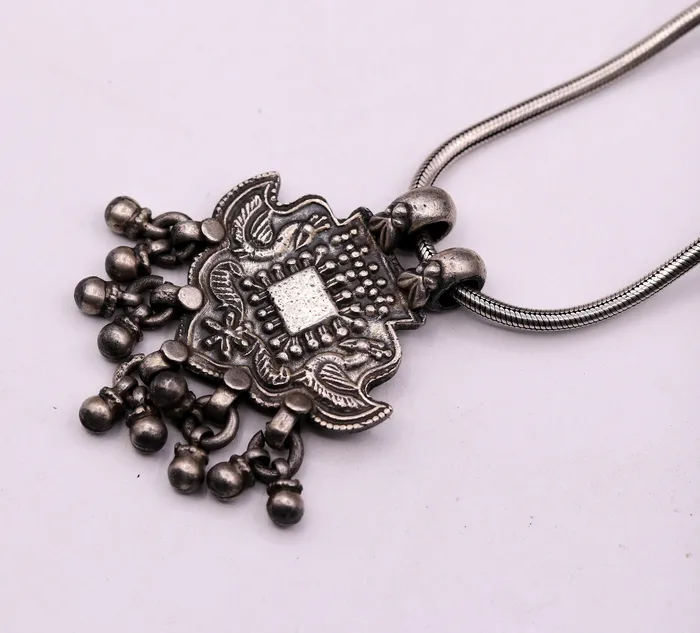 Excellent design 925 Sterling silver handmade gorgeous peacock pendant with hanging bells customized pretty pendant temple jewelry nsp171 TRIBAL ORNAMENTS Necklaces Excellent design 925 Sterling silver handmade gorgeous peacock pendant with hanging bells customized pretty pendant temple jewelry nsp171 TRIBAL ORNAMENTS Necklaces
