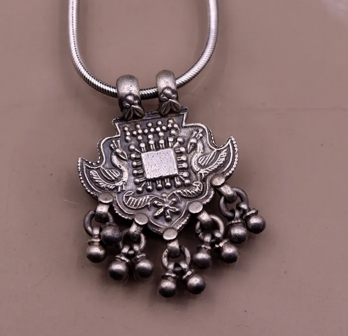 Excellent design 925 Sterling silver handmade gorgeous peacock pendant with hanging bells customized pretty pendant temple jewelry nsp171 TRIBAL ORNAMENTS Necklaces Excellent design 925 Sterling silver handmade gorgeous peacock pendant with hanging bells customized pretty pendant temple jewelry nsp171 TRIBAL ORNAMENTS Necklaces