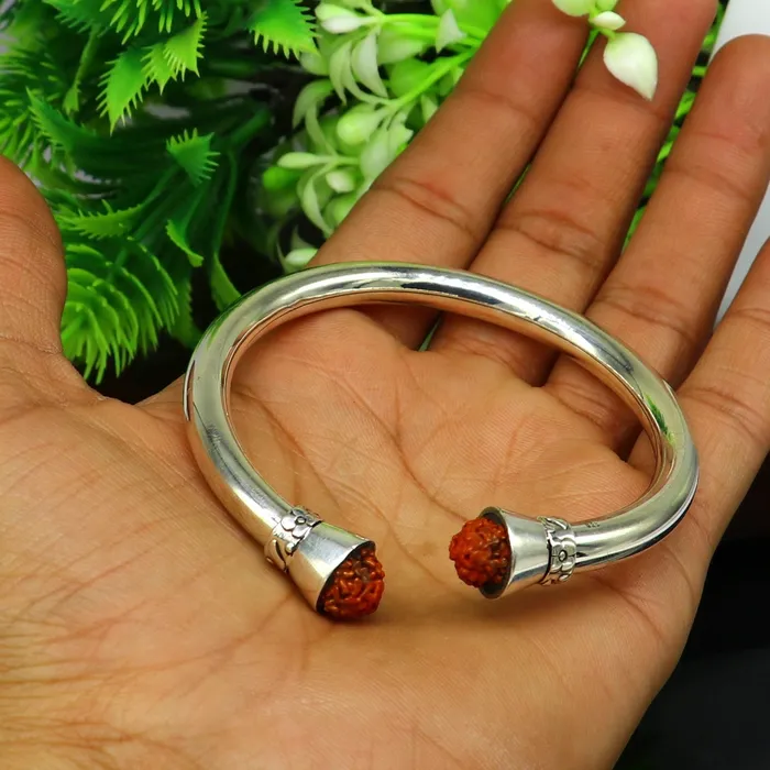 Exclusive 925 sterling silver handmade plain shiny stylish bangle bracelet kada elegant tribal rudraksha bangle gifting jewelry nsk385 TRIBAL ORNAMENTS Bracelets