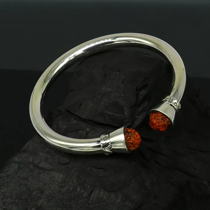 Exclusive 925 sterling silver handmade plain shiny stylish bangle bracelet kada elegant tribal rudraksha bangle gifting jewelry nsk385 TRIBAL ORNAMENTS Bracelets