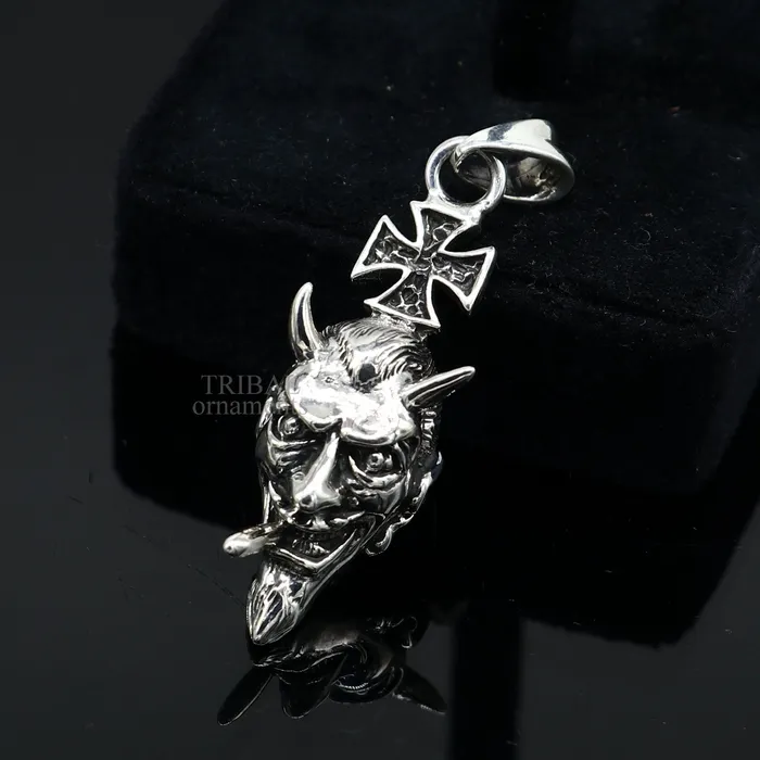Exclusive stylish 925 sterling silver Devil cross pendant best unisex gifting hiphop jewelry ssp1548 TRIBAL ORNAMENTS Necklaces Exclusive stylish 925 sterling silver Devil cross pendant best unisex gifting hiphop jewelry ssp1548 TRIBAL ORNAMENTS Necklaces