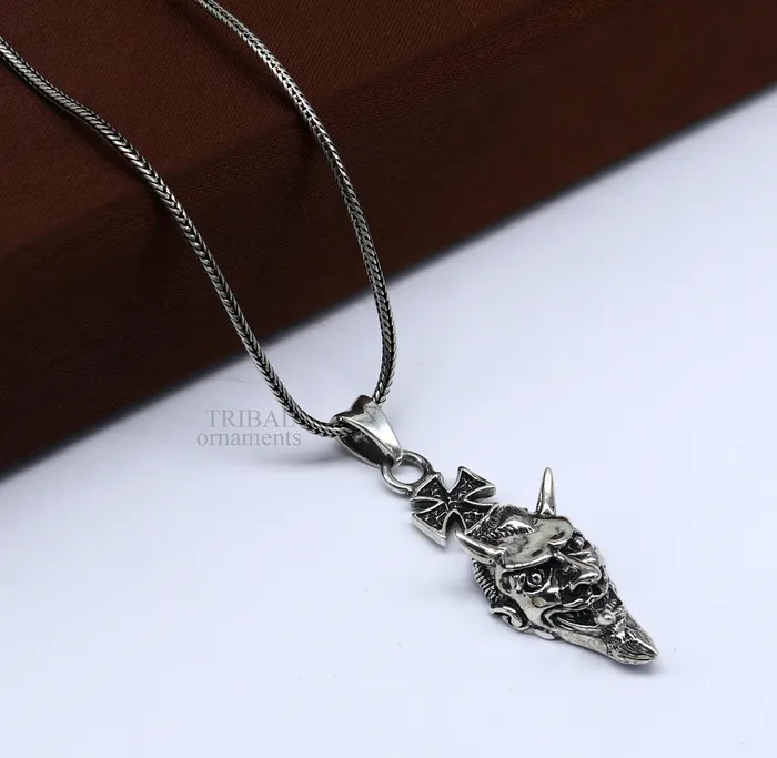 Exclusive stylish 925 sterling silver Devil cross pendant best unisex gifting hiphop jewelry ssp1548 TRIBAL ORNAMENTS Necklaces
