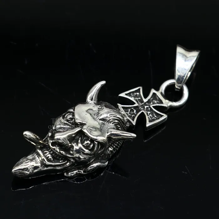 Exclusive stylish 925 sterling silver Devil cross pendant best unisex gifting hiphop jewelry ssp1548 TRIBAL ORNAMENTS Necklaces