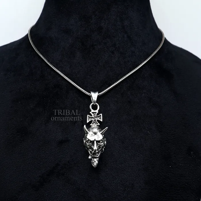 Exclusive stylish 925 sterling silver Devil cross pendant best unisex gifting hiphop jewelry ssp1548 TRIBAL ORNAMENTS Necklaces