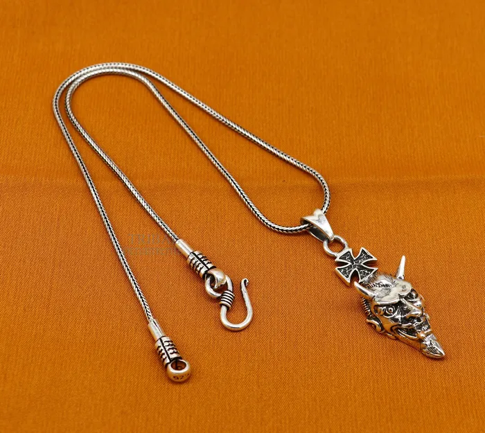 Exclusive stylish 925 sterling silver Devil cross pendant best unisex gifting hiphop jewelry ssp1548 TRIBAL ORNAMENTS Necklaces