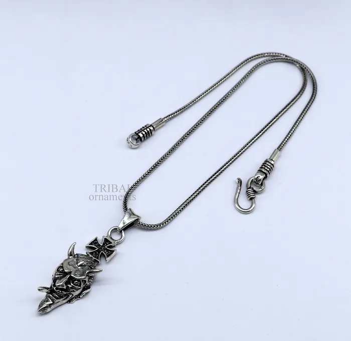 Exclusive stylish 925 sterling silver Devil cross pendant best unisex gifting hiphop jewelry ssp1548 TRIBAL ORNAMENTS Necklaces